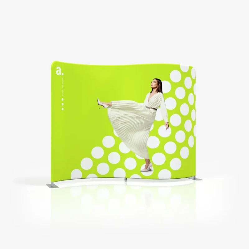 Dynamische S-vormige zipper wand en beurswand Serpentine van Eventshop.