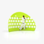 Dynamisch gebogen zipper wand en beurswand Peak van Eventshop.