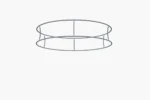 Ronde hangende banner Ringfloat als plafond banner boven een beursstand van Eventshop.
