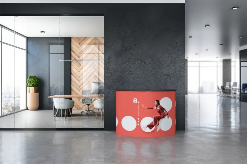 beursbalie - balie bedrukken - statafel bedrukken - presentatiebalie