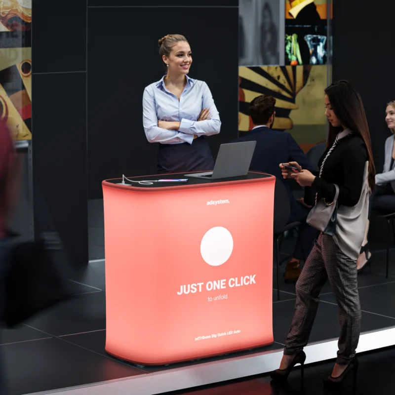 beursbalie - balie bedrukken - presentatiebalie - LED counter