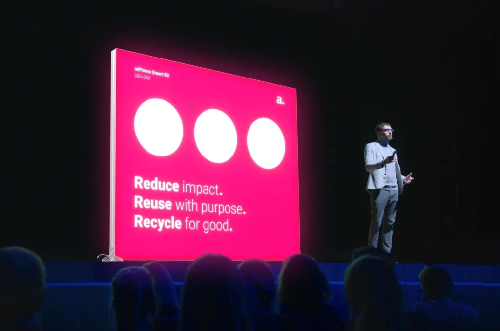 Duurzaam LED frame - duurzame verlichte beurswand van kunststof 300x250 cm