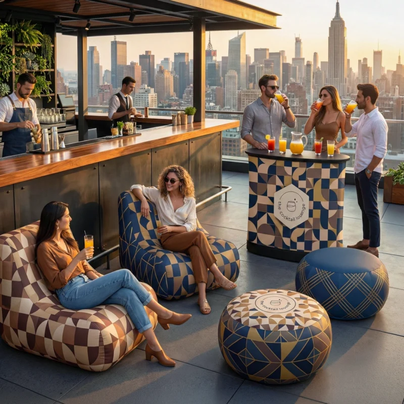 Opblaasbare poef bedrukken