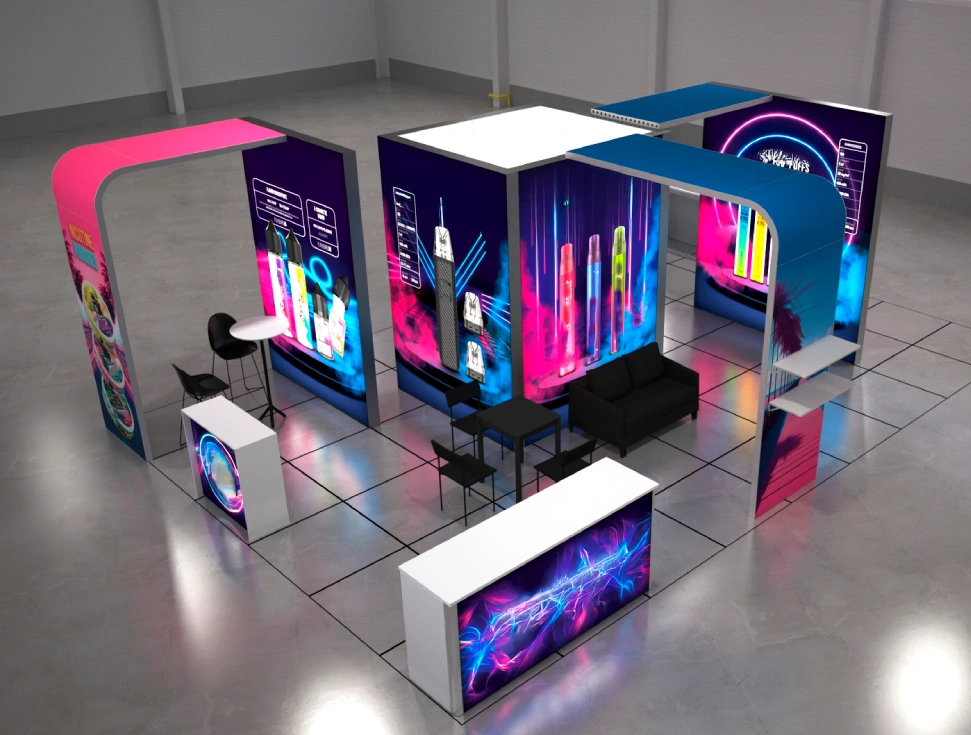 Modulaire Standbouw 3D ontwerp Eventshop Communication Partners