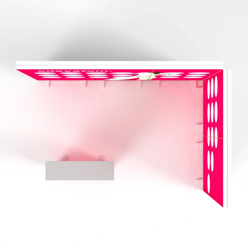 modulaire beursstand met LED frames en verlichte beursbalie