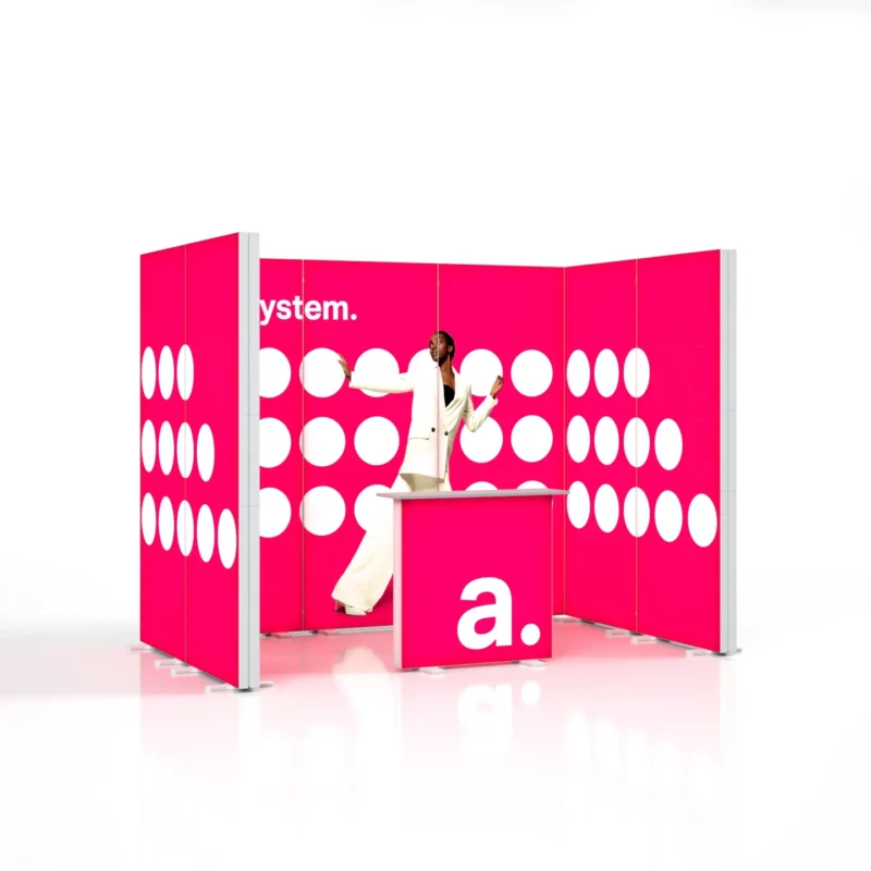 modulaire beursstand met LED frame en verlichte beursbalie