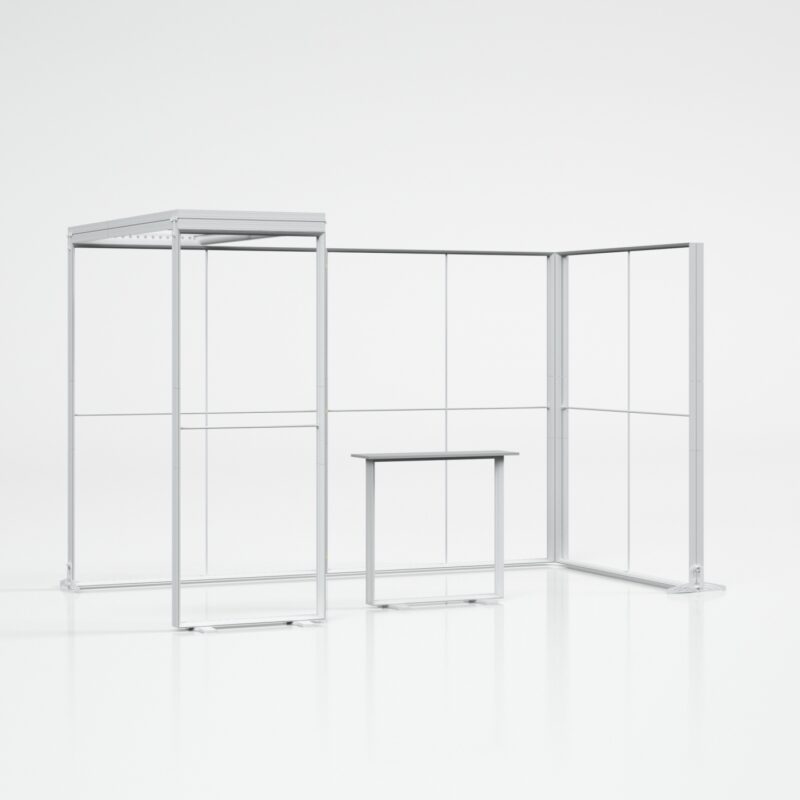 Modulaire beursstand met LED frames en beursbalie