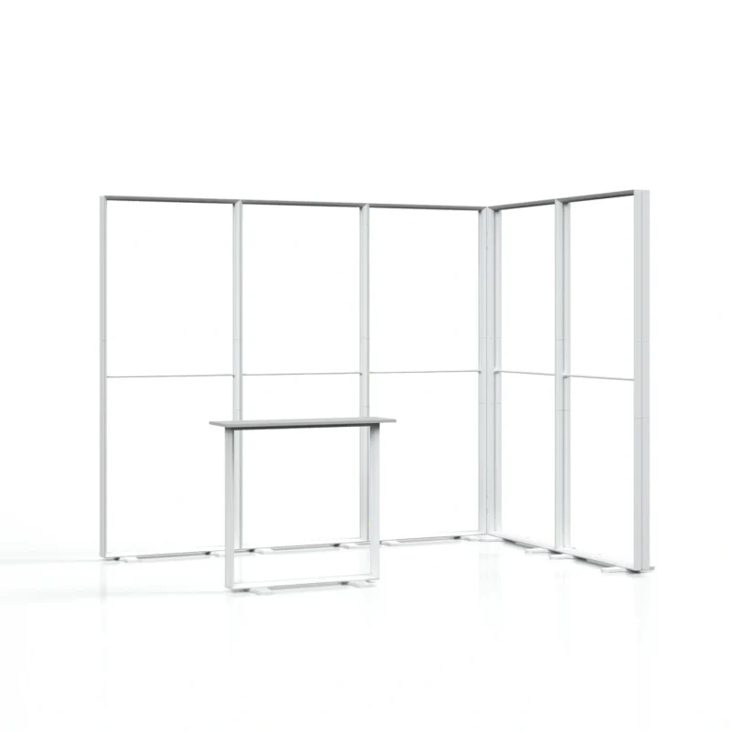 modulaire beursstand met LED frames en verlichte beursbalie