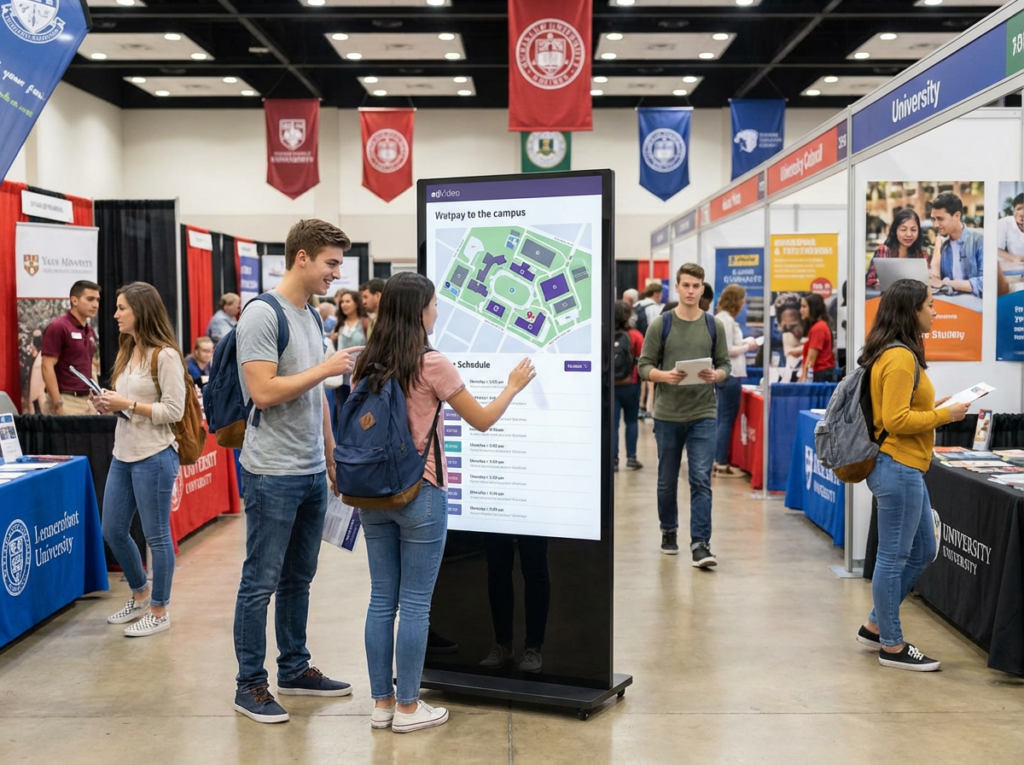 Mobiel digitaal reclamescherm adVideo ingezet als digital signage beurs display