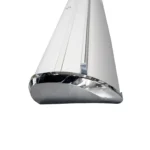 Luxe voetloze Roll up banner Drop met chromen zijkanten van Eventshop.
