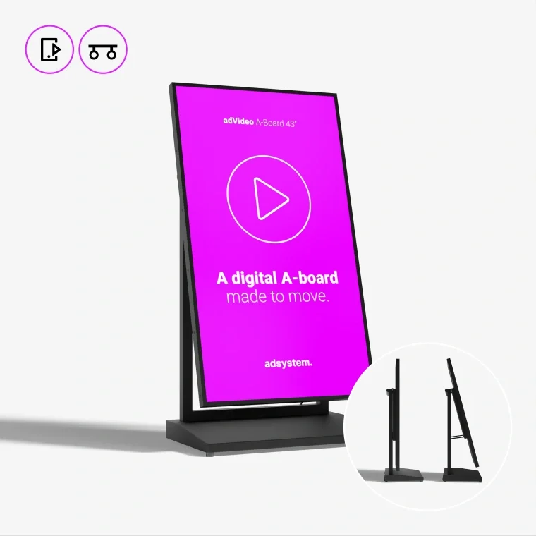 Digitaal stoepbord en verrijdbaar indoor LED scherm van Eventshop.