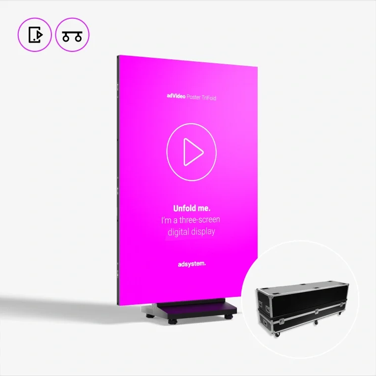 Uitklapbaar indoor LED screen en Poster Trifold LED scherm van Eventshop.