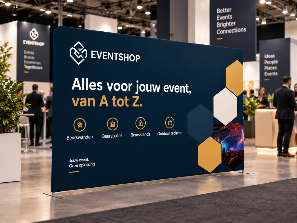 Zipper wand als presentatiewand met bedrukte textielhoes en ritssluiting om aluminium buizenframe.
